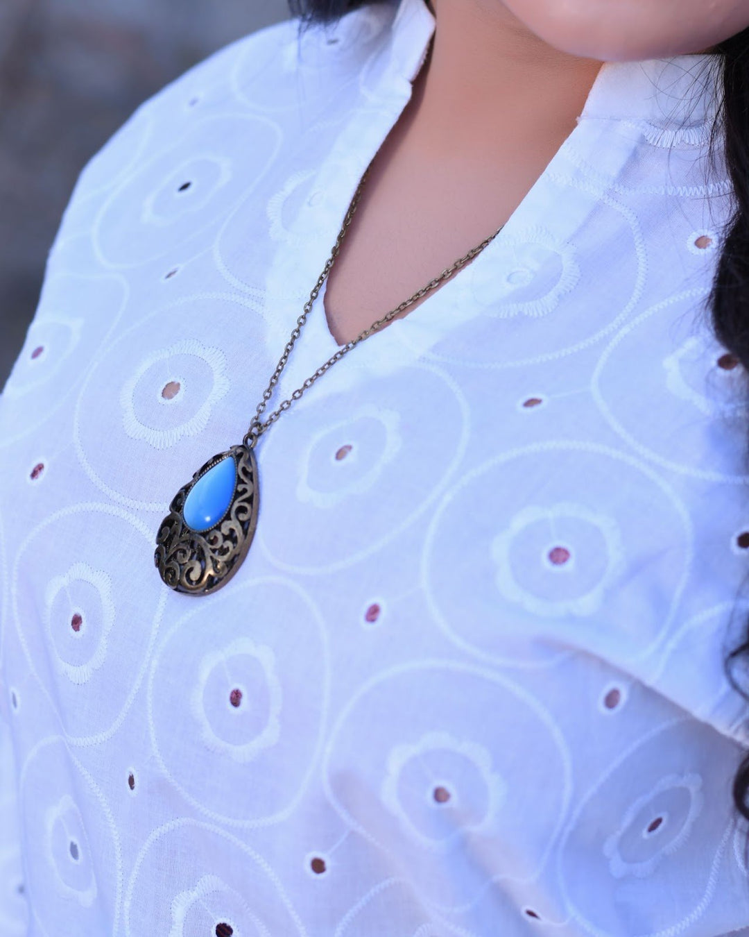 White Chikankari Short Shirt & Printed Palazzo Suit