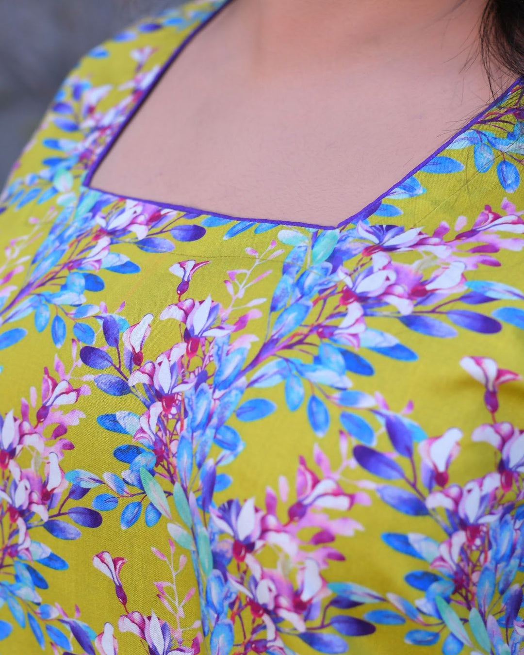 Yellow-Green Floral Everyday Farshi Shalwar Kameez