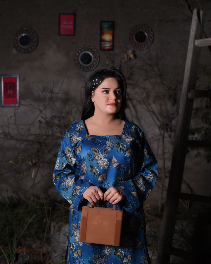Blue Floral Print Everyday Farshi Shalwar Suit