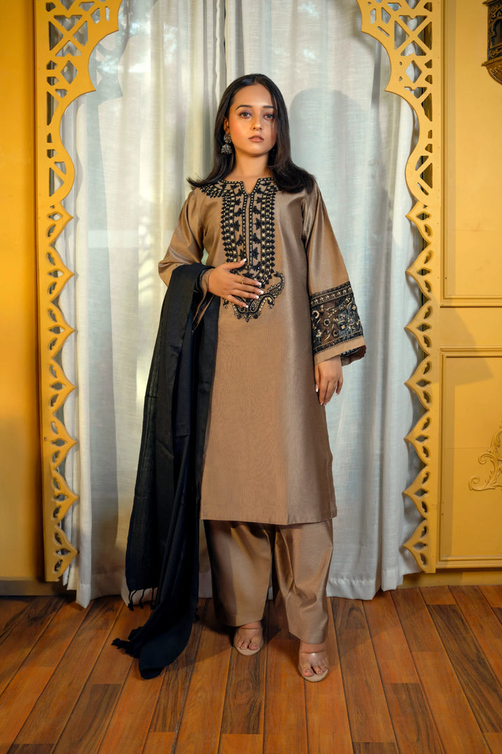Beige 3-Piece Winter Cotton Suit