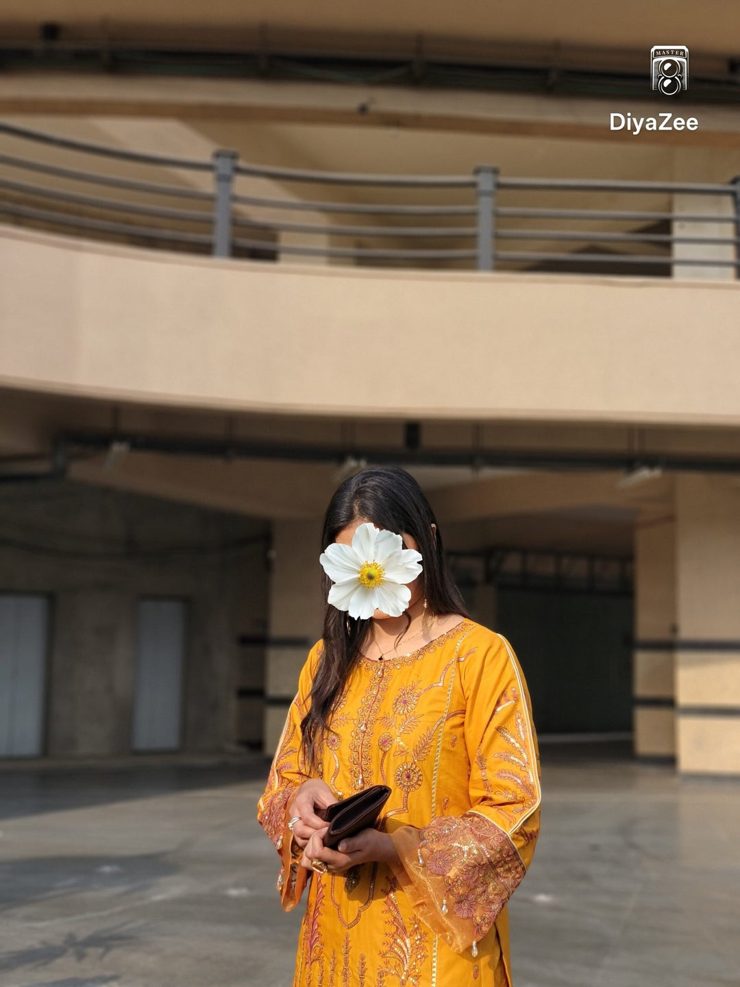 Mustard Yellow Embroidered Cotton Suit