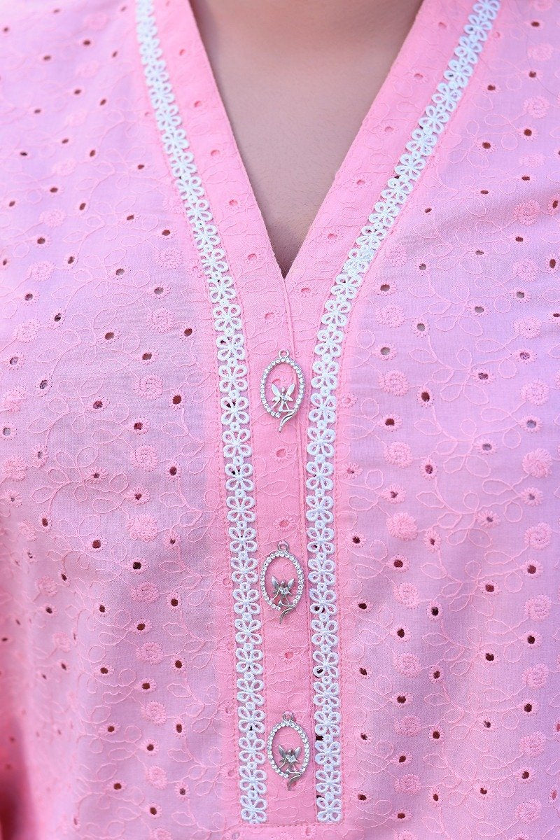 Pastel Pink Chikankari Cotton Shalwar Suit