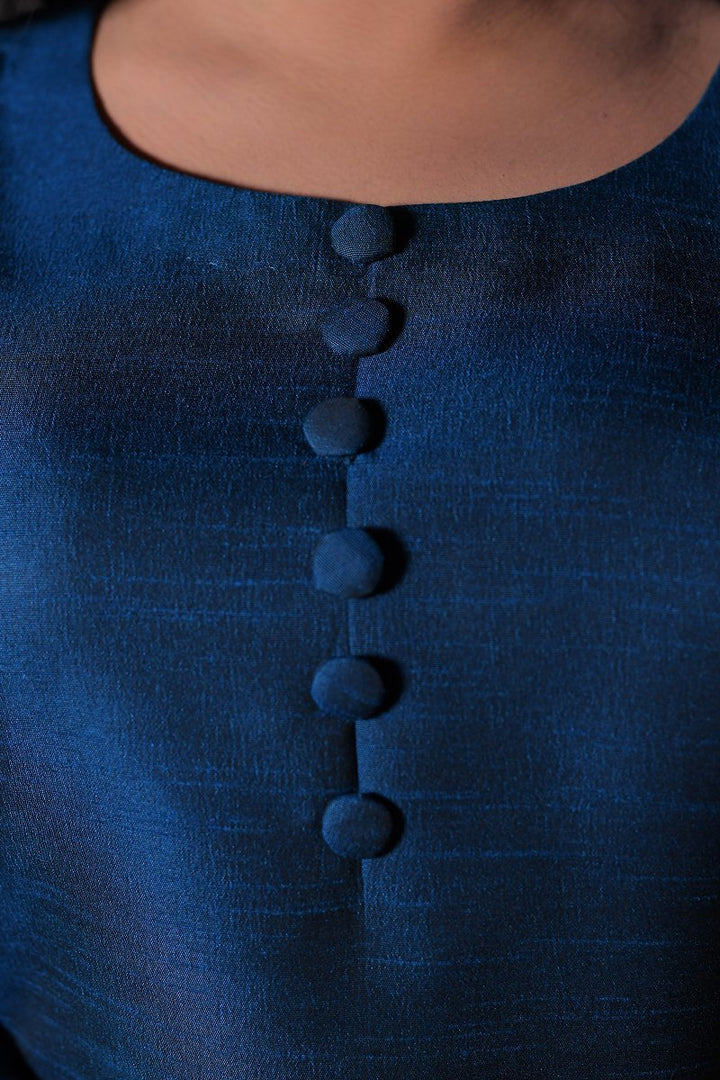 Elegant Teal Silk Suit with Designer Patches