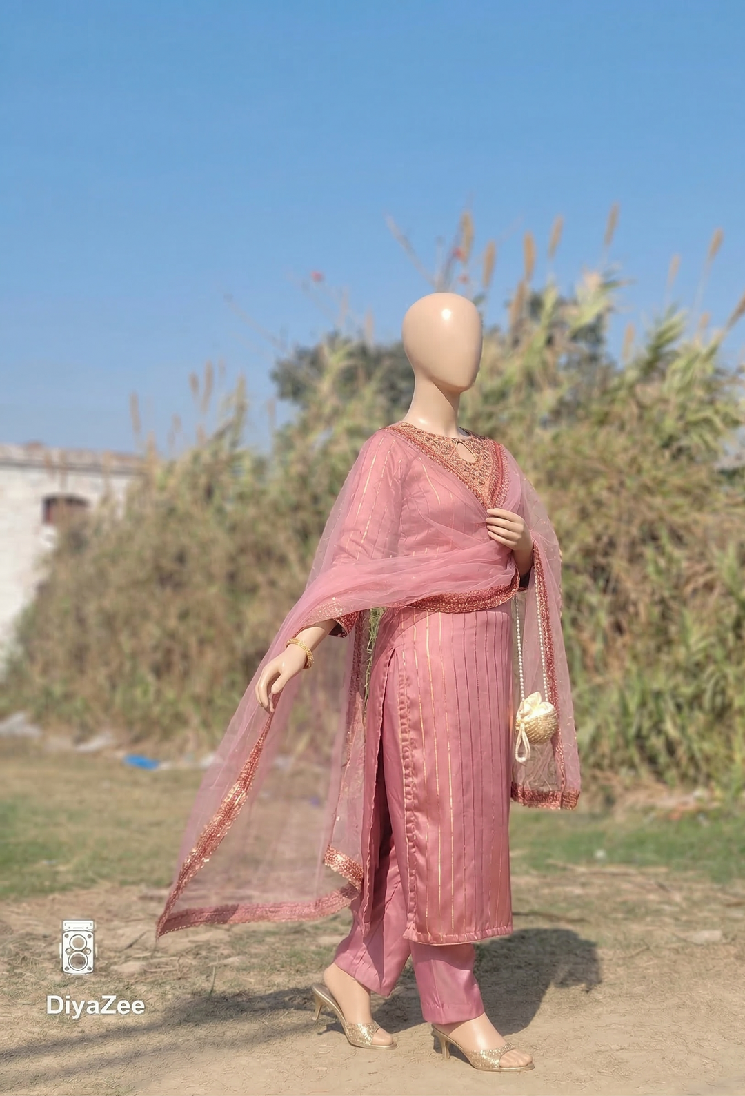 Blush Pink Embroidered Silk Suit